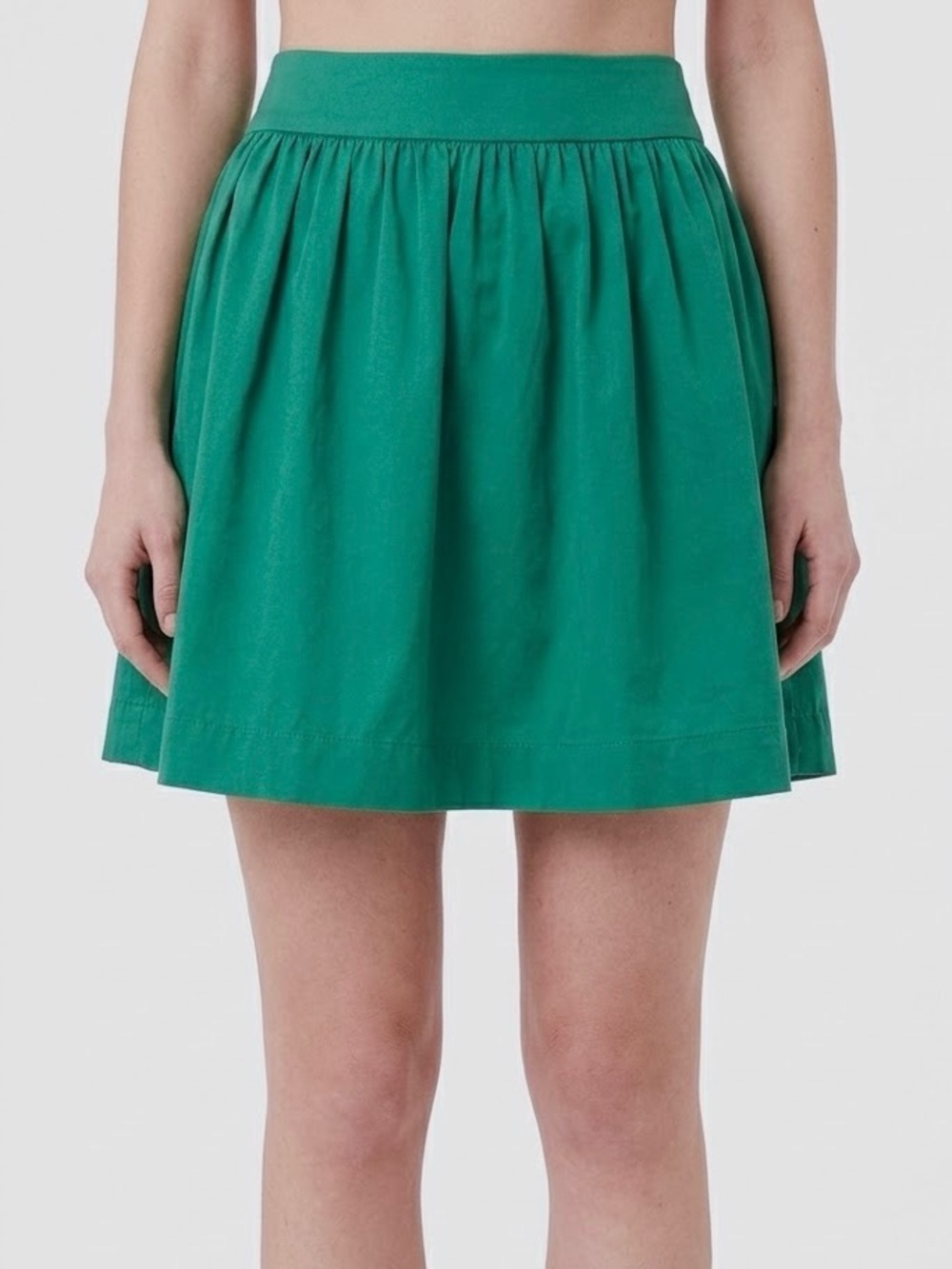 Zara Woman Gathered Mini Skirt Cotton Blend Flared A-Line Size Small